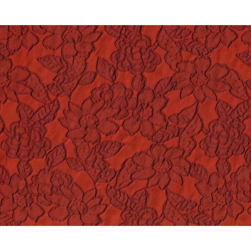 Jacquardstoff PARISO, Blüten, terracotta-fuchsia