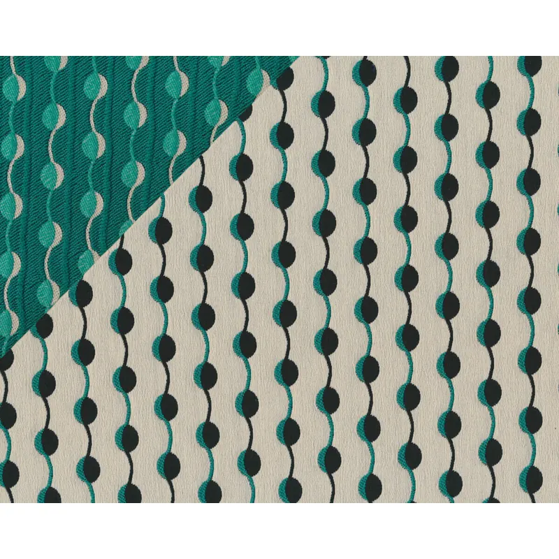 Jacquardstoff RICARDA, Perlenschnüre, jadegrün-creme
