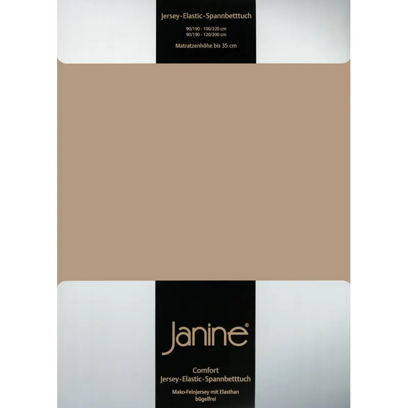 Janine Elastic-Jersey, 95% Baumwolle, 5% Elasthan Spannbettlaken SpB. 100x200 1 teilig  ELASTIC-JERSEY 5002-37-380 nougat