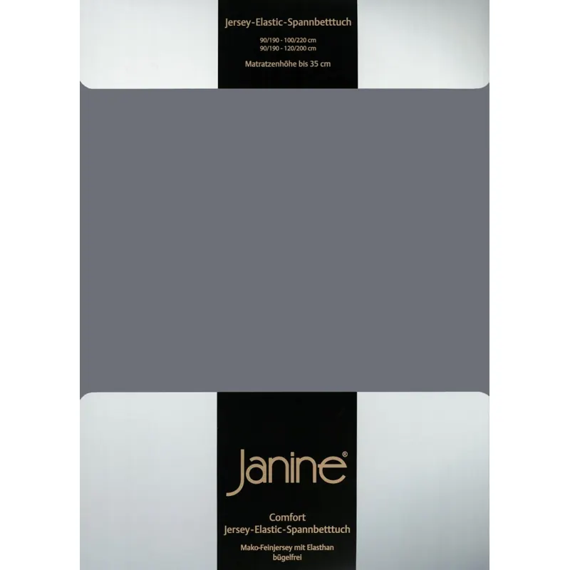 Janine Elastic-Jersey, 95% Baumwolle, 5% Elasthan Spannbettlaken SpB. 100x200 1 teilig  ELASTIC-JERSEY 5002-48-380 opalgrau