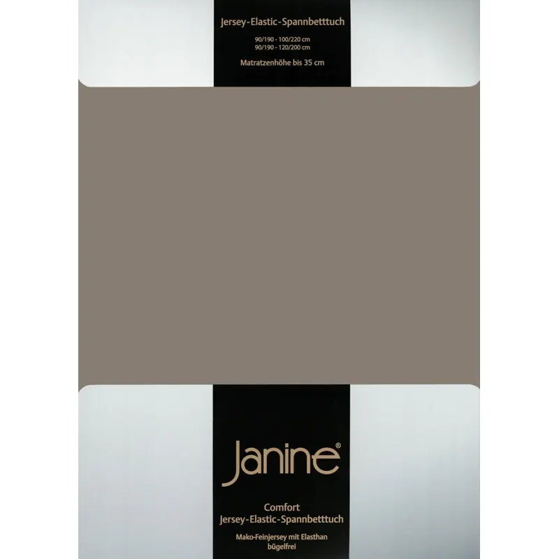 Janine Elastic-Jersey, 95% Baumwolle, 5% Elasthan Spannbettlaken SpB. 100x200 1 teilig  ELASTIC-JERSEY 5002-57-380 taupe