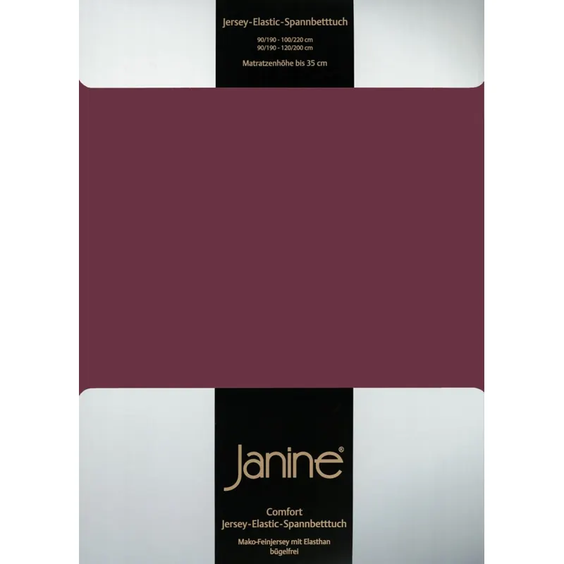 Janine Elastic-Jersey, 95% Baumwolle, 5% Elasthan Spannbettlaken SpB.  150x200 1 teilig  ELASTIC-JERSEY 5002-41-386 burgund