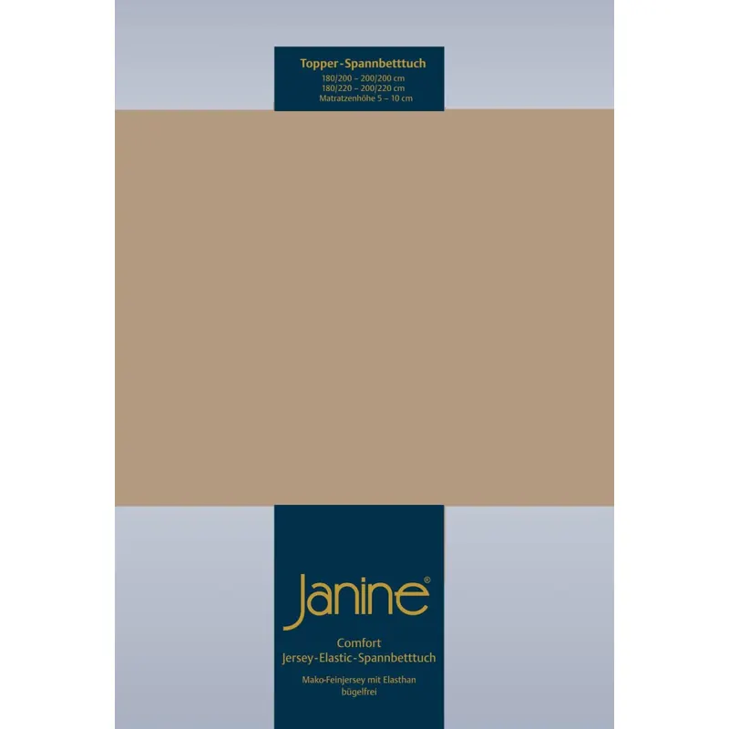 Janine Elastic-Jersey, 95% Baumwolle, 5% Elasthan Spannbettlaken TO SpB.200x200 1 teilig TOPPER 5001-37-377 nougat