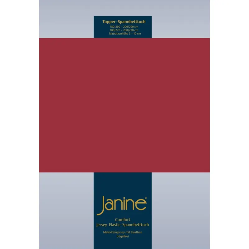 Janine Elastic-Jersey, 95% Baumwolle, 5% Elasthan Spannbettlaken TO SpB.200x200 1 teilig TOPPER 5001-71-377 granat