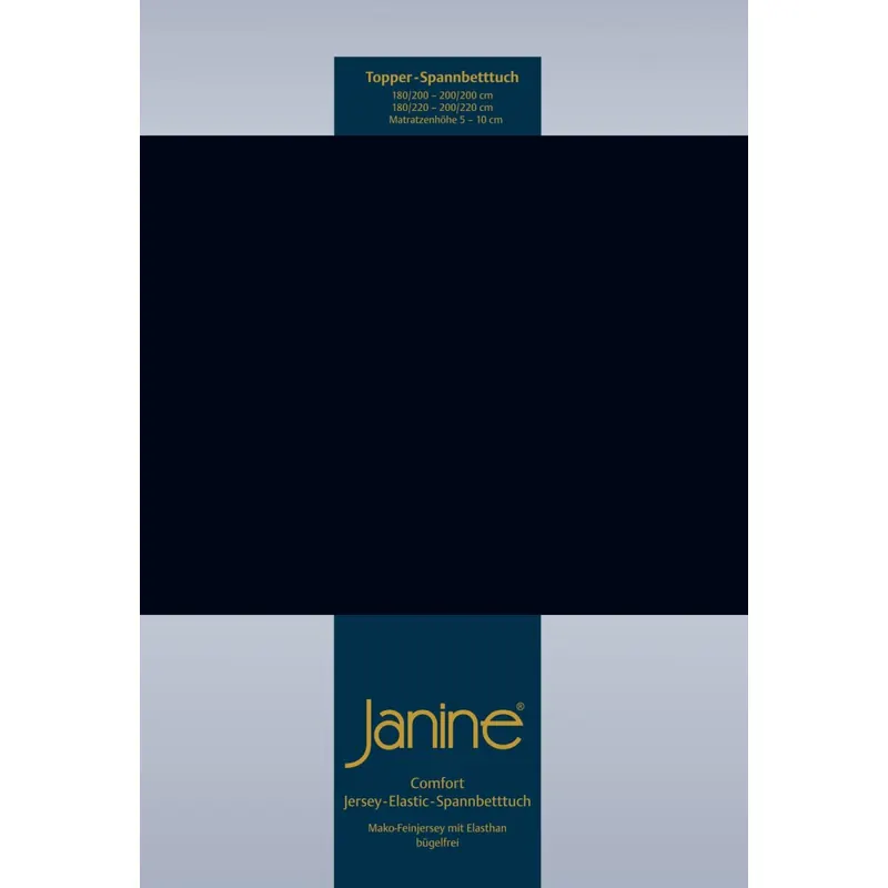 Janine Elastic-Jersey, 95% Baumwolle, 5% Elasthan Spannbettlaken TO SpB.200x200 1 teilig TOPPER 5001-98-377 schwarz