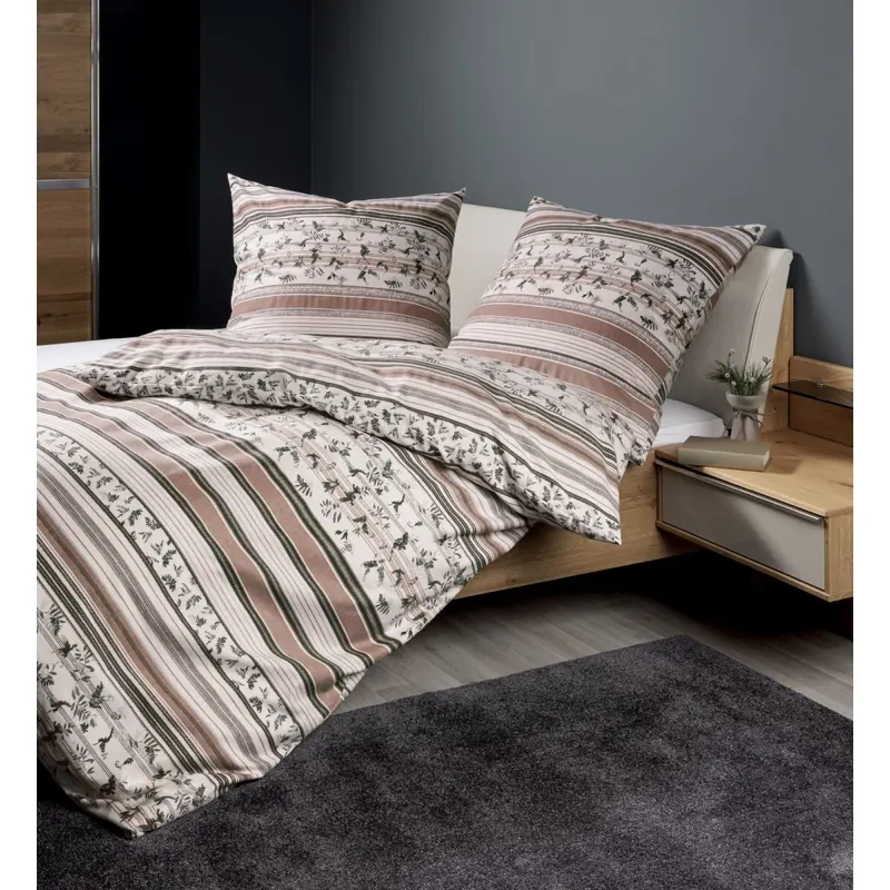 Janine Feinbiber Bettwäsche 135X200,80x80 2 teilig Davos 65177-07-500 beige braun