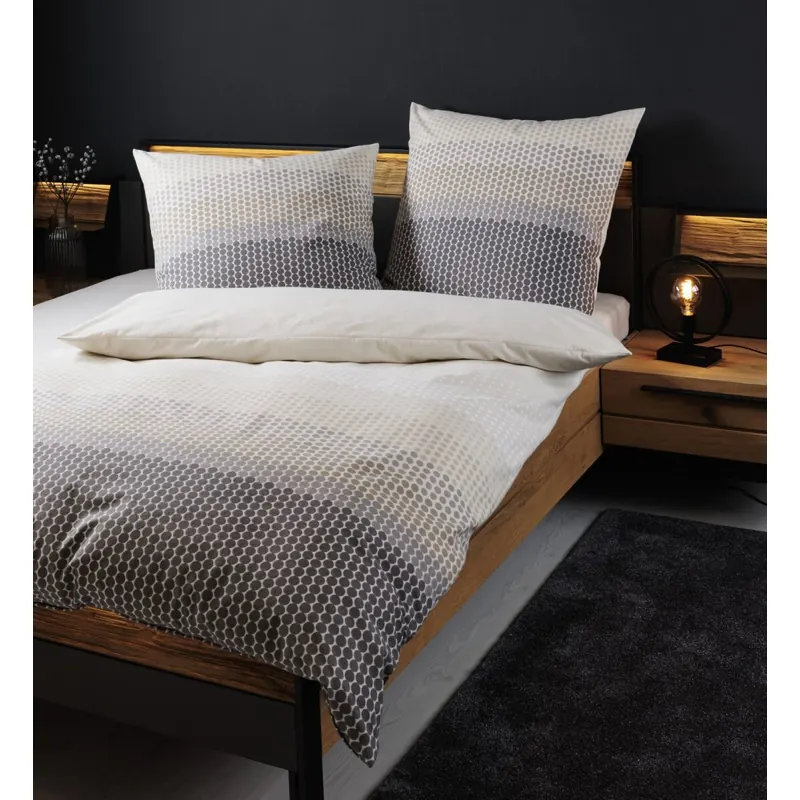 Janine Feinbiber Bettwäsche * 155X220,80x80 2 teilig Davos 65171-08-512 grau beige
