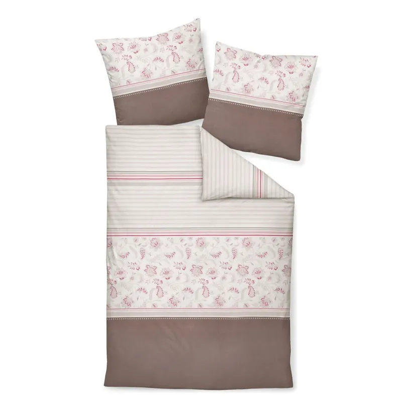Janine Feinbiber Bettwäsche 200 x 200 cm + 2 x 80 x 80 3 teilig DAVOS 65160-01-620 rosarot taupe