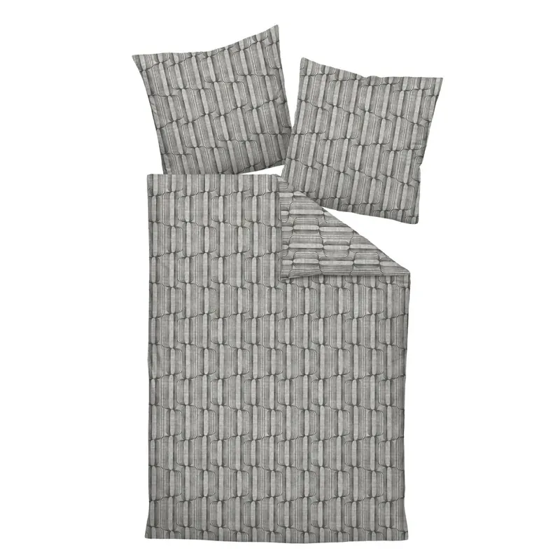 Janine Interlock-Jersey Bettwäsche 135X200,80x80 2 teilig Carmen S 55121-08-500 anthrazit silber
