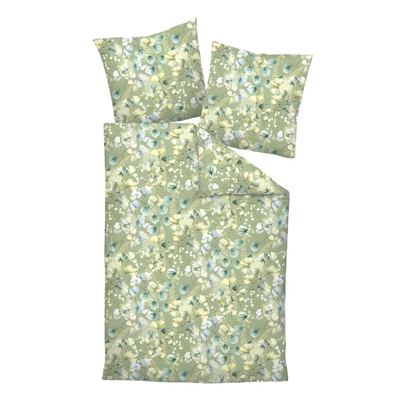 Janine Interlock-Jersey Bettwäsche 135X200,80x80 2 teilig Carmen S 55122-06-500 grün limone