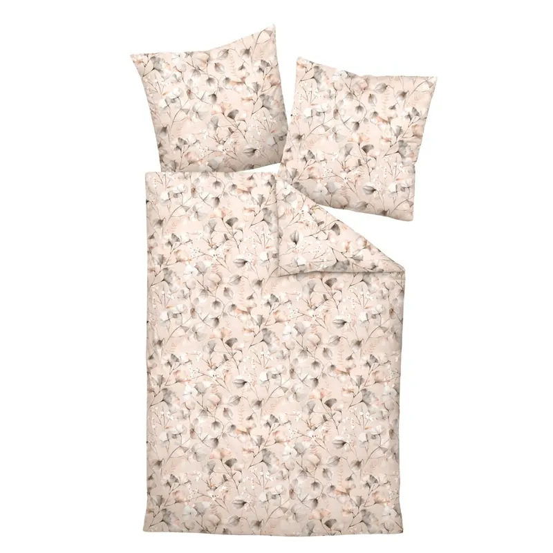 Janine Interlock-Jersey Bettwäsche * 155X220,80x80 2 teilig Carmen S 55122-07-512 natur mocha silber