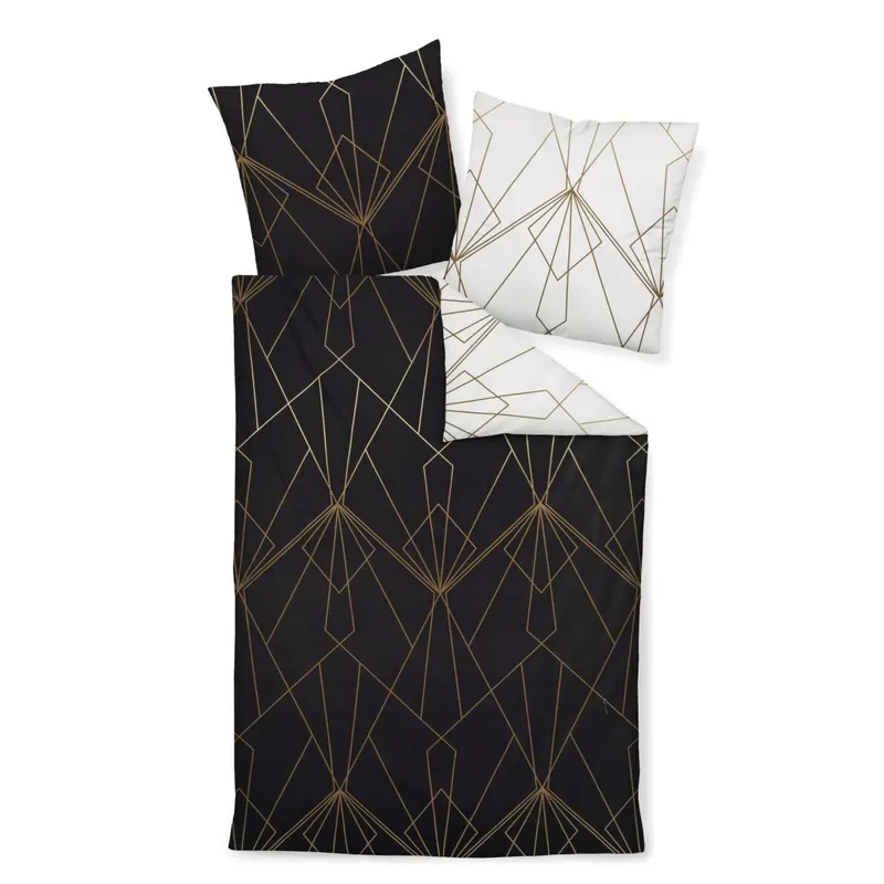 Janine Mako-Satin Bettwäsche 135X200,80x80 2 teilig  J. D. 87054-07-500 bronzebraun schwarz
