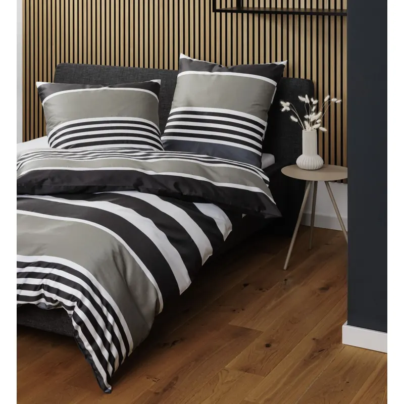 Janine Mako-Satin Bettwäsche 135X200,80x80 2 teilig  J. D. 87108-07-500 braun grau