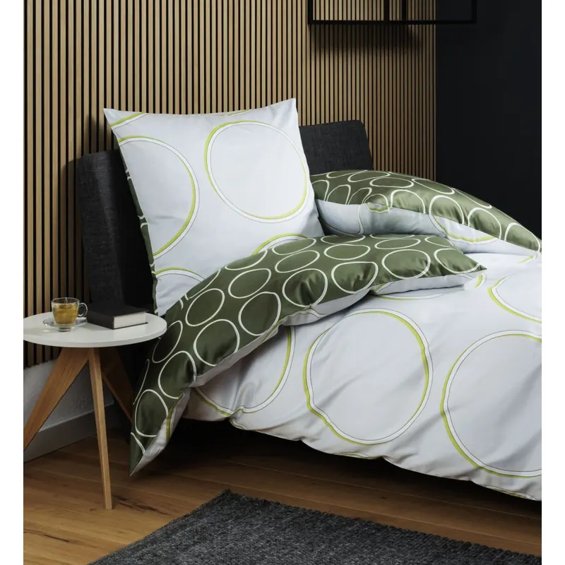 Janine Mako-Satin Bettwäsche 135X200,80x80 2 teilig  J. D. 87109-06-500 grün silber
