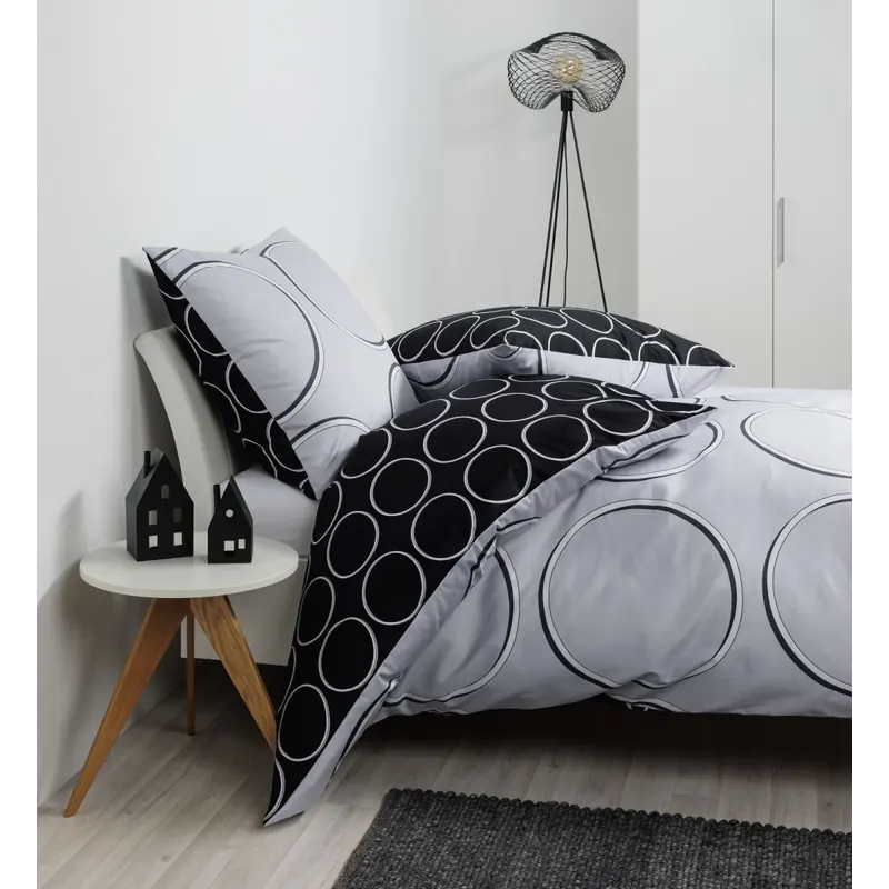 Janine Mako-Satin Bettwäsche 135X200,80x80 2 teilig  J. D. 87109-08-500 silber schwarz