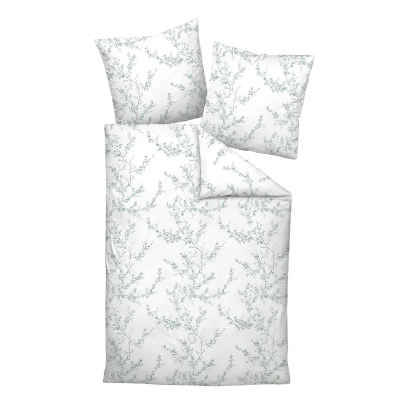 Janine Mako-Satin Bettwäsche 135x200,80x80 2 teilig  Milano 45104-06-500 salbeigrün zitrone