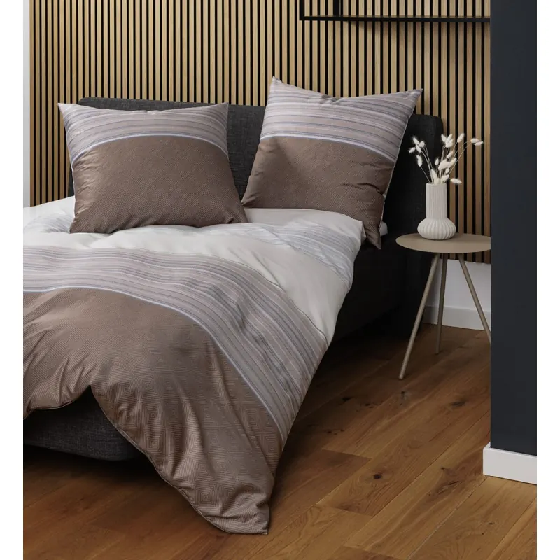 Janine Mako-Satin Bettwäsche 135X200,80x80 2 teilig Moments 98124-07-500 beige grau