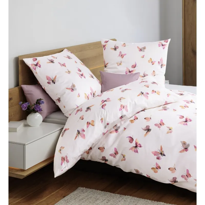 Janine Mako-Satin Bettwäsche 135X200 Modern Art S rosa naturell