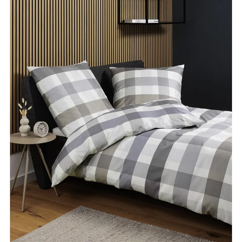 Janine Mako-Satin Bettwäsche 135X200 Moments silber grau