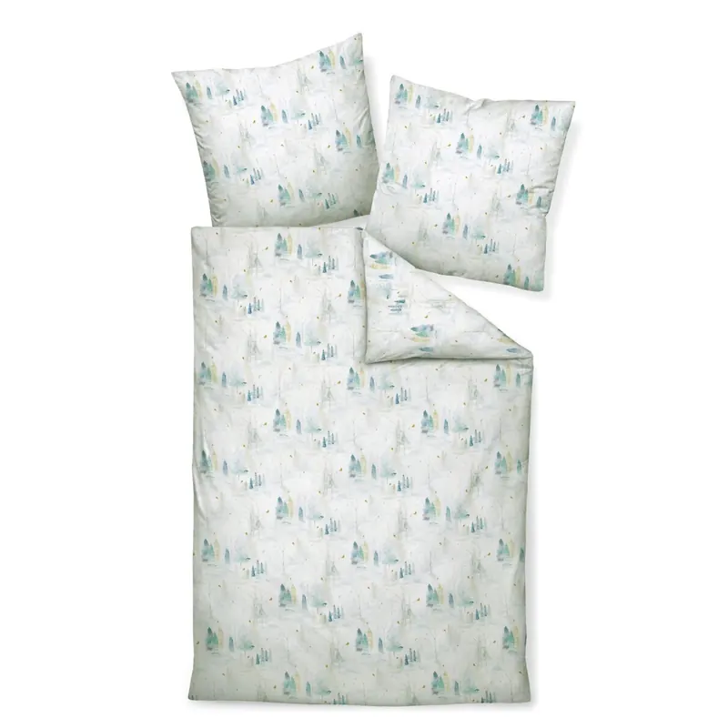 Janine Mako-Satin Bettwäsche 155 x 220 cm 80 x 80 2 teilig modern art S 42137-02-512 perlblau reif