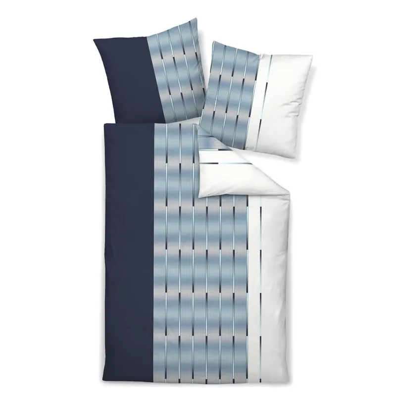 Janine Mako-Satin Bettwäsche 155x200,80x80 2 teilig MILANO 45026-02-510 nachtschattenblau perlblau