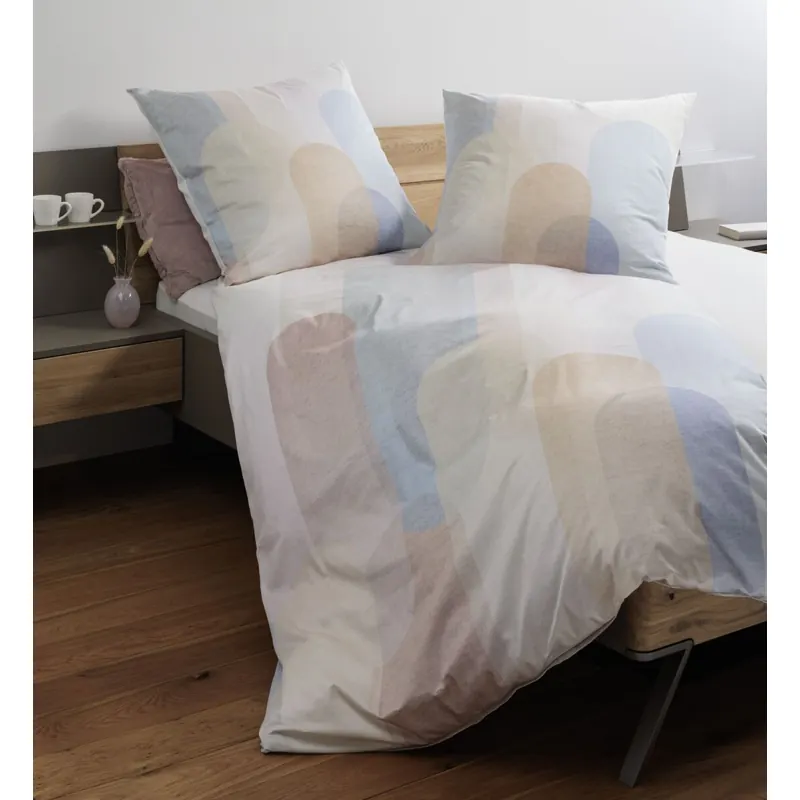 Janine Mako-Satin Bettwäsche 155x200,80x80 2 teilig Modern Art S 42158-07-510 taupe beige