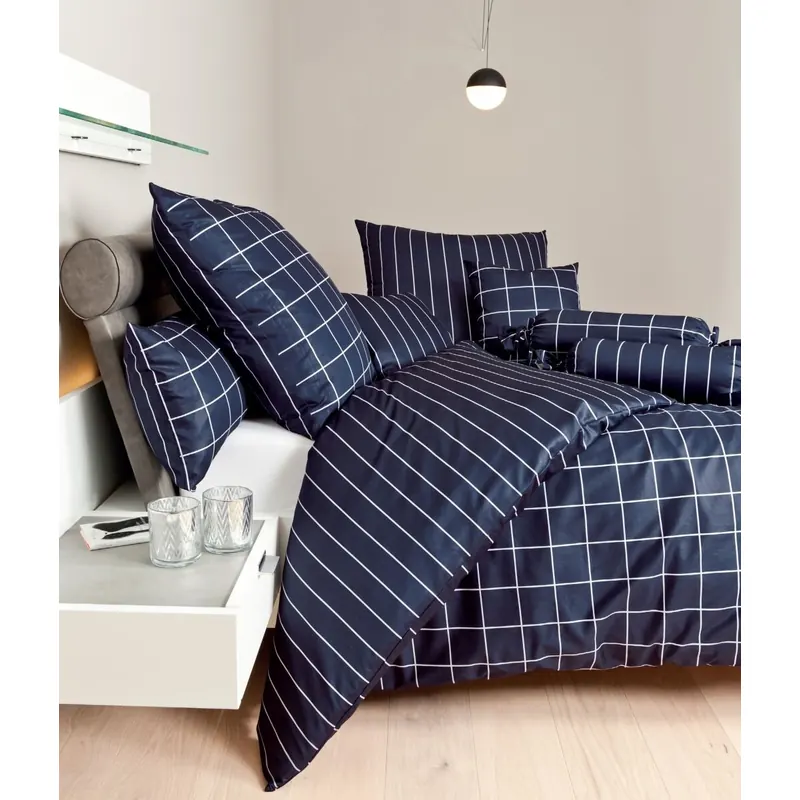 Janine Mako-Satin Bettwäsche 155x200,80x80 2 teilig modernclassic 39025-12-510 nachtschattenblau
