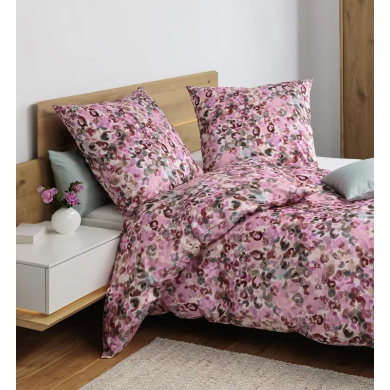 Janine Mako-Satin Bettwäsche 155x200 Modern Art S rosa naturell