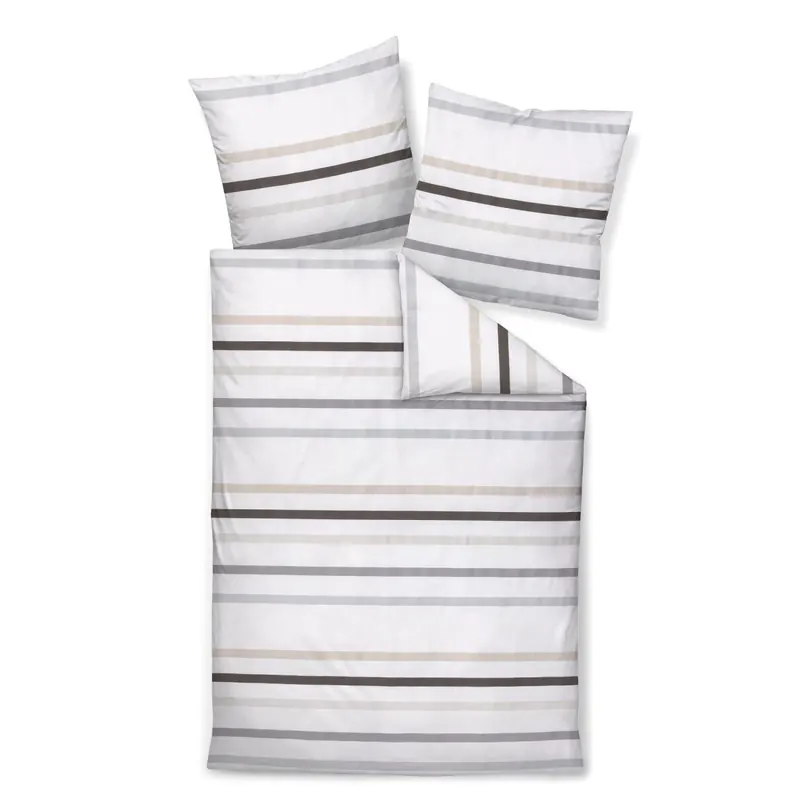 Janine Mako-Satin Bettwäsche 155x220,80x80 2 teilig J. D. 87101-07-512 taupegrau