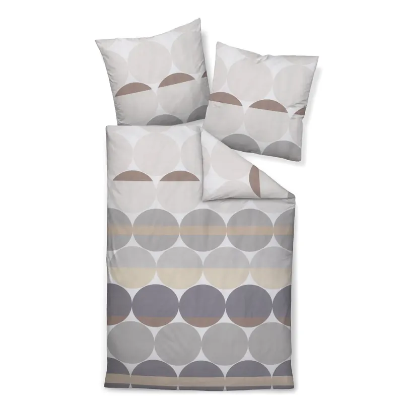 Janine Mako-Satin Bettwäsche 155x220,80x80 2 teilig J. D. 87104-08-512 grau sand