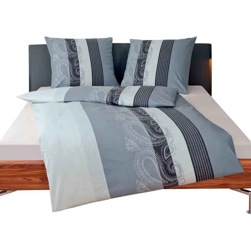 Janine Mako Satin Bettwäsche 2 teilig Bettbezug 135 x 200 cm Kopfkissenbezug 80 x 80 cm 31015-08 Palermo Streifen grau