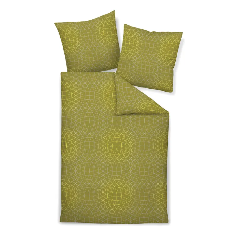 Janine Mako Satin Bettwäsche 2 teilig Bettbezug 135 x 200 cm Kopfkissenbezug 80 x 80 cm Milano 45031-06 bernsteingrün aurora
