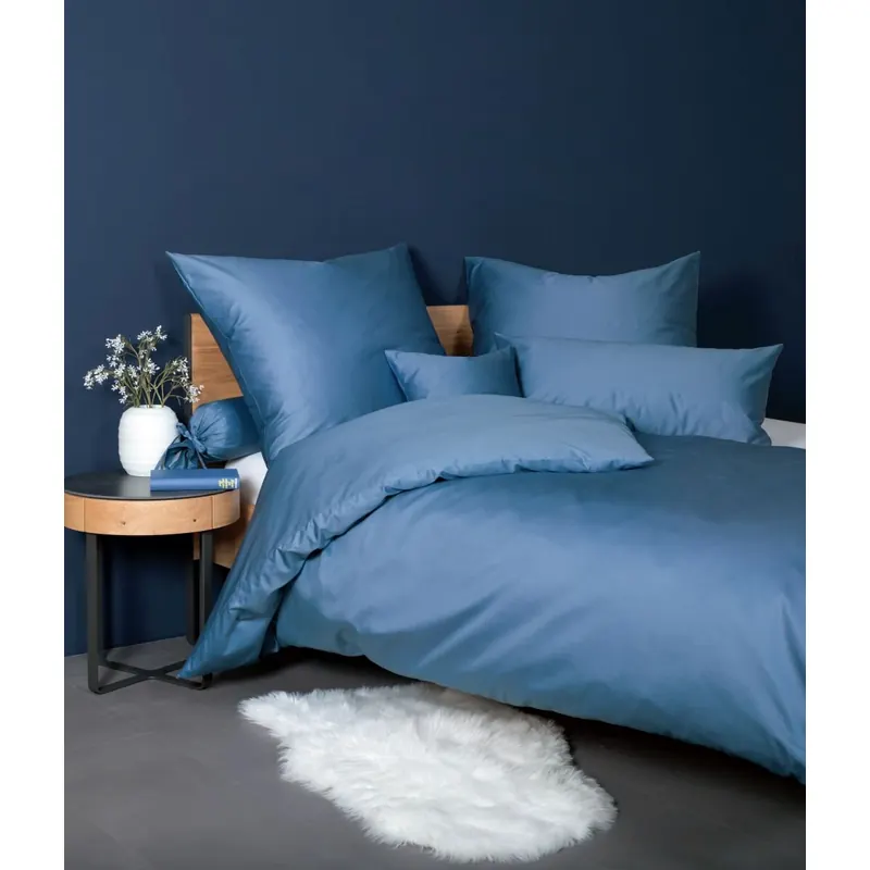 Janine Mako-Satin Bettwäsche 200X200+2x80x80 3 teilig Colors 31001-42-620 jeansblau