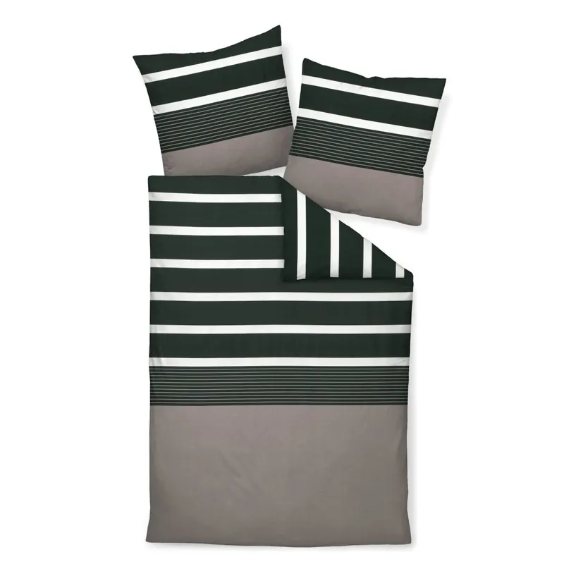 Janine Mako-Satin Bettwäsche 200X200+2x80x80 3 teilig J. D. 8468-07-620 nougat-schwarz