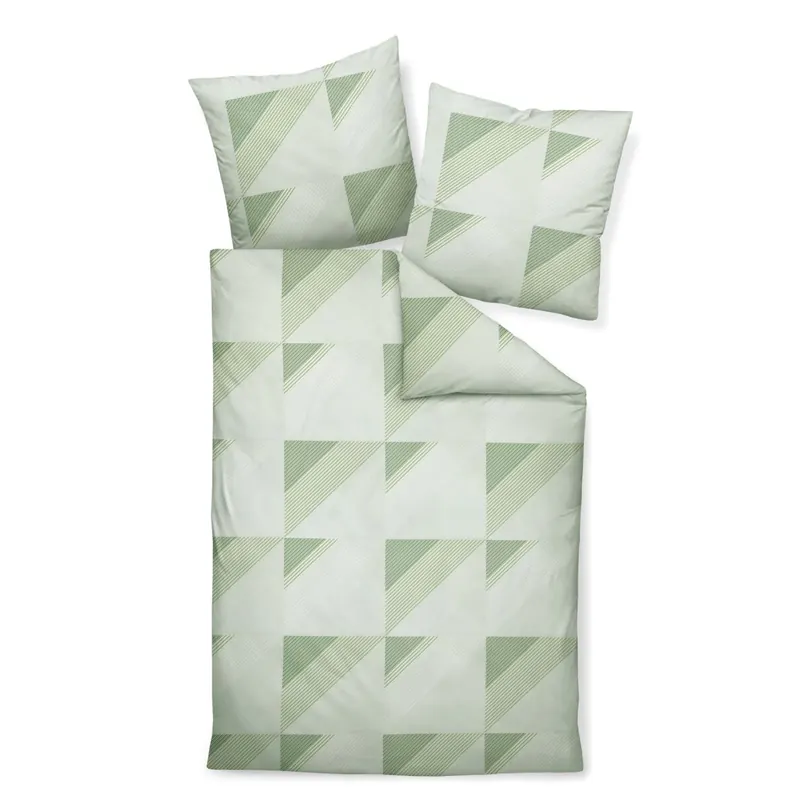 Janine Mako-Satin Bettwäsche 200x220,2x80x80 3 teilig  J. D. 87065-06-622 lindgrün