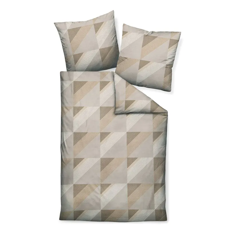 Janine Mako-Satin Bettwäsche 200x220,2x80x80 3 teilig  J. D. 87065-07-622 taupe