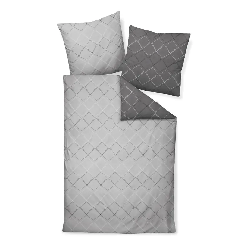 Janine Mako-Satin Bettwäsche 240x220+2x80x80 2 teilig  J. D. 87053-08-633 anthrazit platin