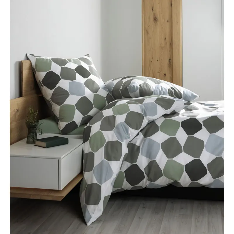 Janine Mako-Satin Bettwäsche 240x220+2x80x80 2 teilig  J. D. 87106-06-633 grün
