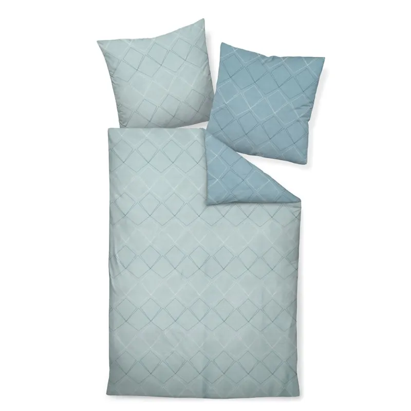 Janine Mako-Satin Bettwäsche 240x220+2x80x80 3 teilig J. D. 87053-02-633 steinblau denimblau