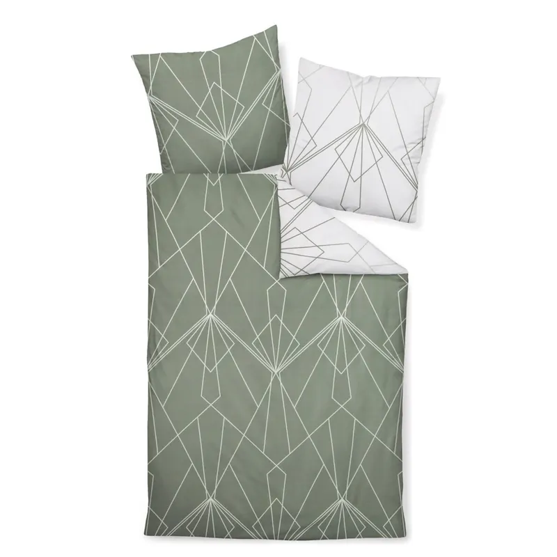 Janine Mako-Satin Bettwäsche 240x220+2x80x80 3 teilig J. D. 87054-06-633 salbeigrün jade