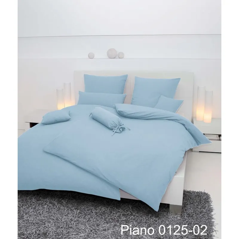 Janine Mako-Soft-Seersucker Bettwäsche 200X200+2x80x80 3 teilig PIANO 125-02-620 perlblau