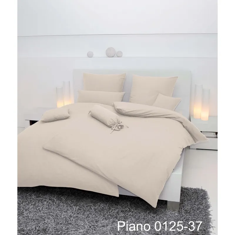 Janine Mako-Soft-Seersucker Bettwäsche 200X200+2x80x80 3 teilig PIANO 125-37-620 naturell