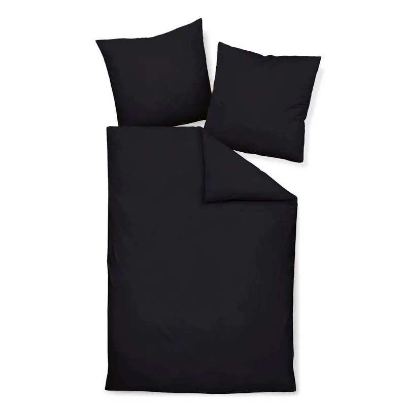 Janine Mako-Soft-Seersucker Bettwäsche 200X200+2x80x80 3 teilig PIANO 125-98-620 schwarz