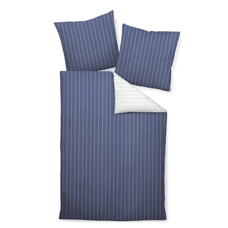 Janine Mako-Soft-Seersucker Bettwäsche 200x200,2x80x80 3 teilig Tango 20020-02-620 denimblau
