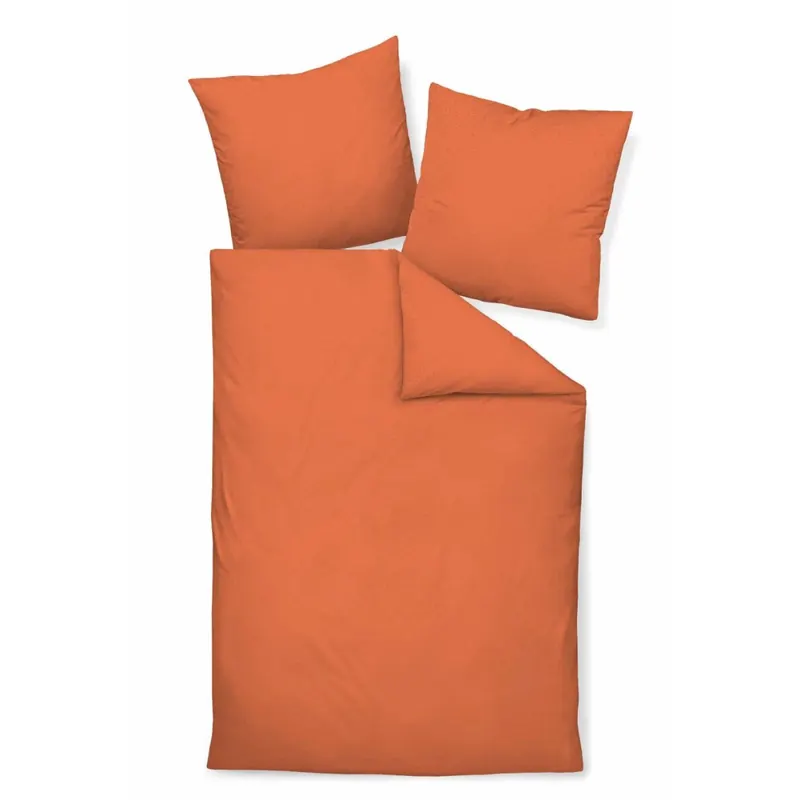 Janine Mako-Soft-Seersucker Bettwäsche 240x220+2x80x80 3 teilig  PIANO 125-54-633 orange