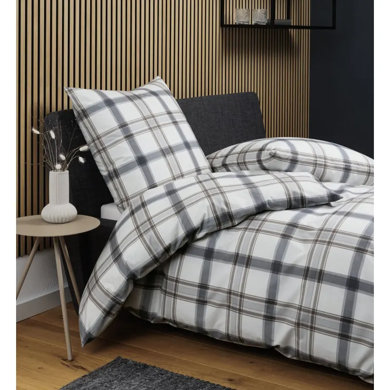 Janine Soft-Cotton Bettwäsche 135X200,80x80 2 teilig  Cortina 71002-08-500 silber anthrazit