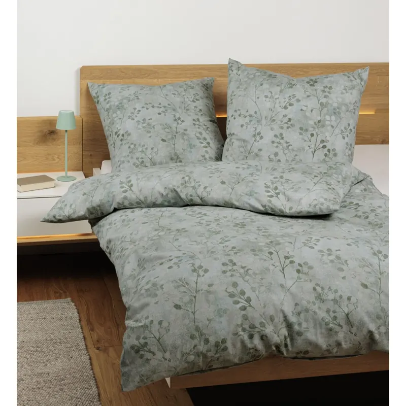 Janine Soft-Cotton Bettwäsche 135X200,80x80 2 teilig  Cortina 71003-06-500 salbeigrün