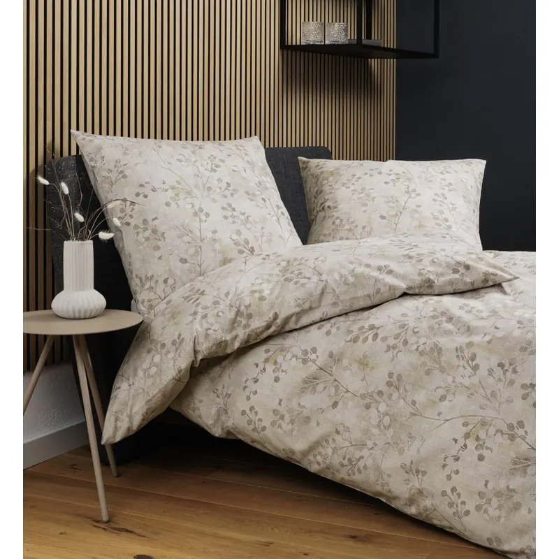 Janine Soft-Cotton Bettwäsche * 155X220,80x80 2 teilig  Cortina 71003-07-512 natur silber