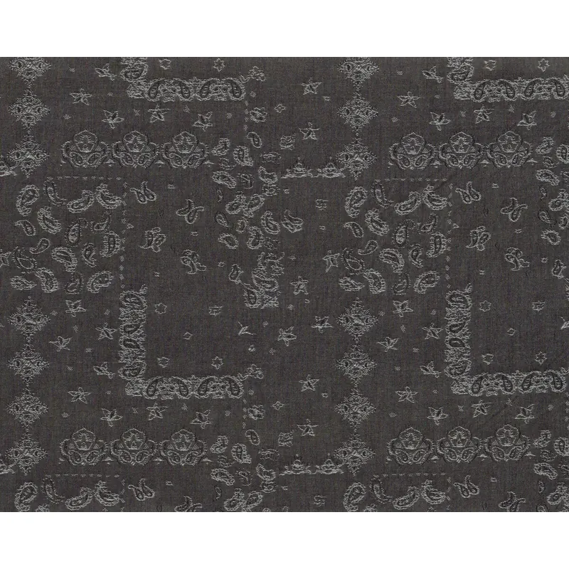 Jeansstoff WOVEN JACQUARD, Paisleymuster, dunkelgrau