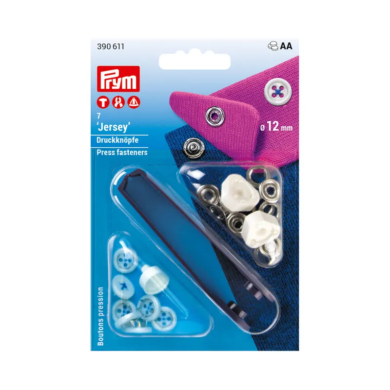 Jersey-Druckknöpfe ANNÄHOPTIK, weiß-blau, Prym